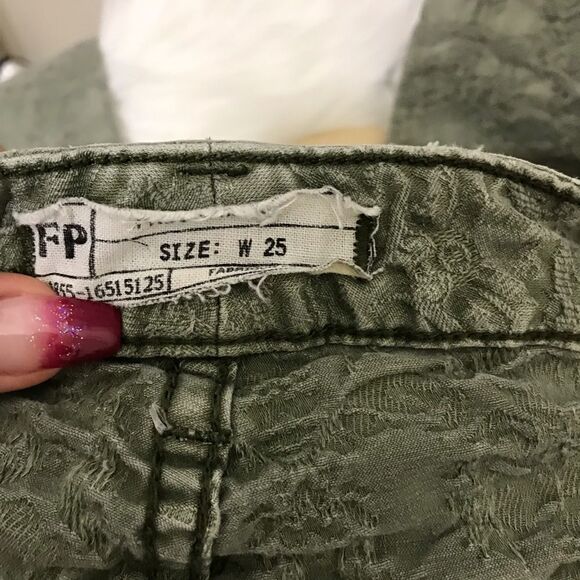 FREE PEOPLE Jacquard Skinny Jeans in Olive Green - Picture 5 of 15